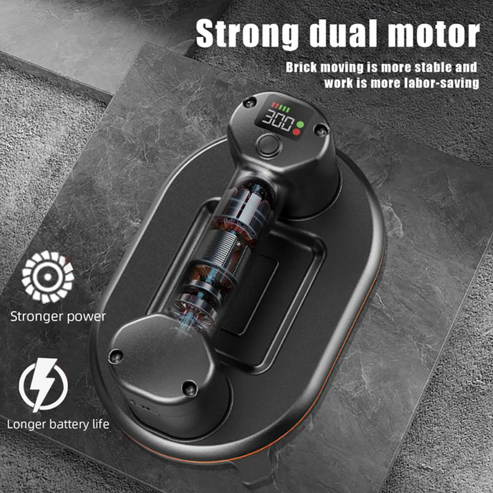 New Intelligent Display Industrial Grade Electric 300KG Vacuum Suction Cup Load Heavy Duty Granite Tile Glass Lifter Dual motors New Intelligent Display Industrial Grade Electric 300KG Vacuum Suction Cup Load Heavy Duty Granite Tile Glass Lifter Dual motors