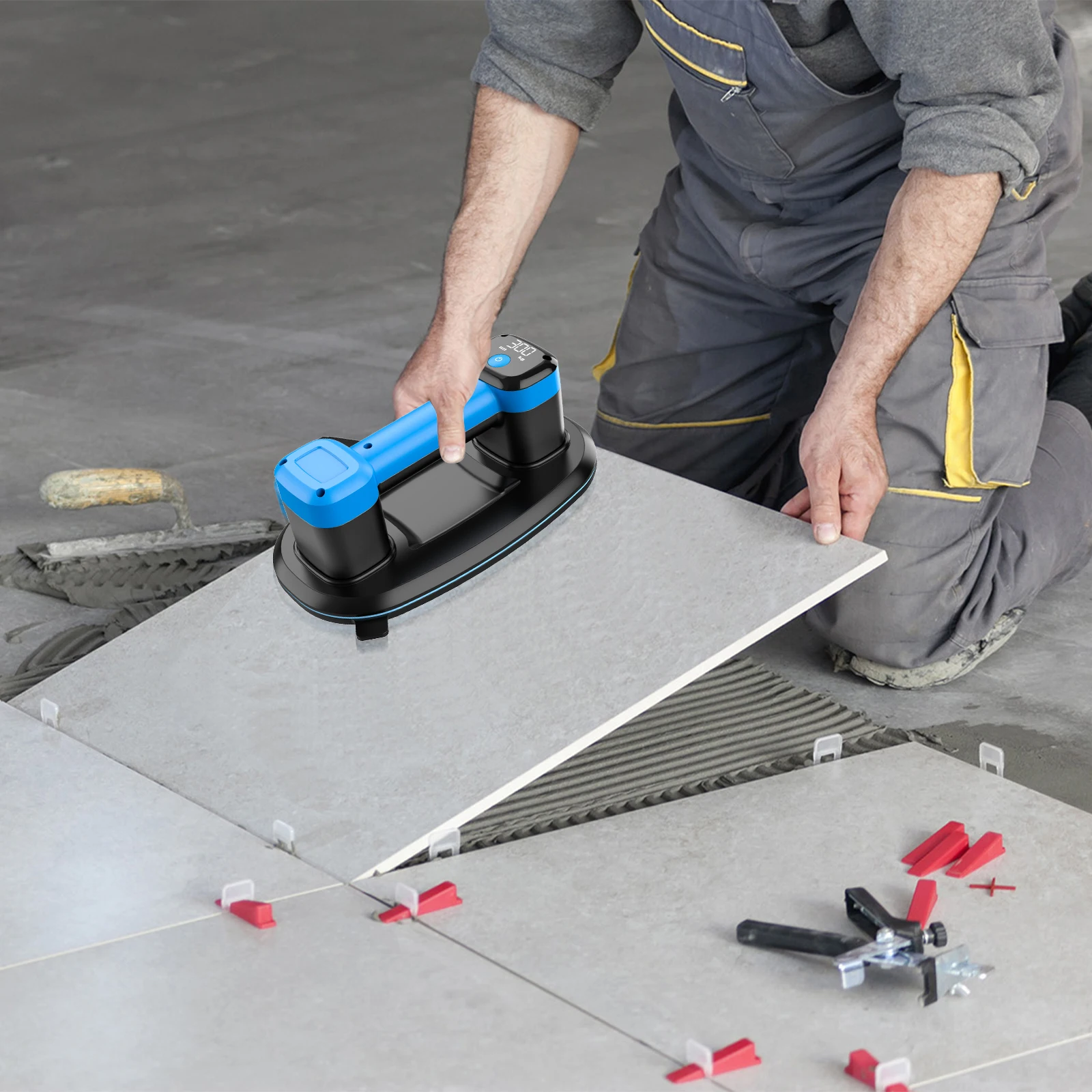 300KG Electric Vacuum Suction Cup 3600mAh Intelligent Display Ceramic Tile Glass Vacuum Suction Cup Lifting Tool